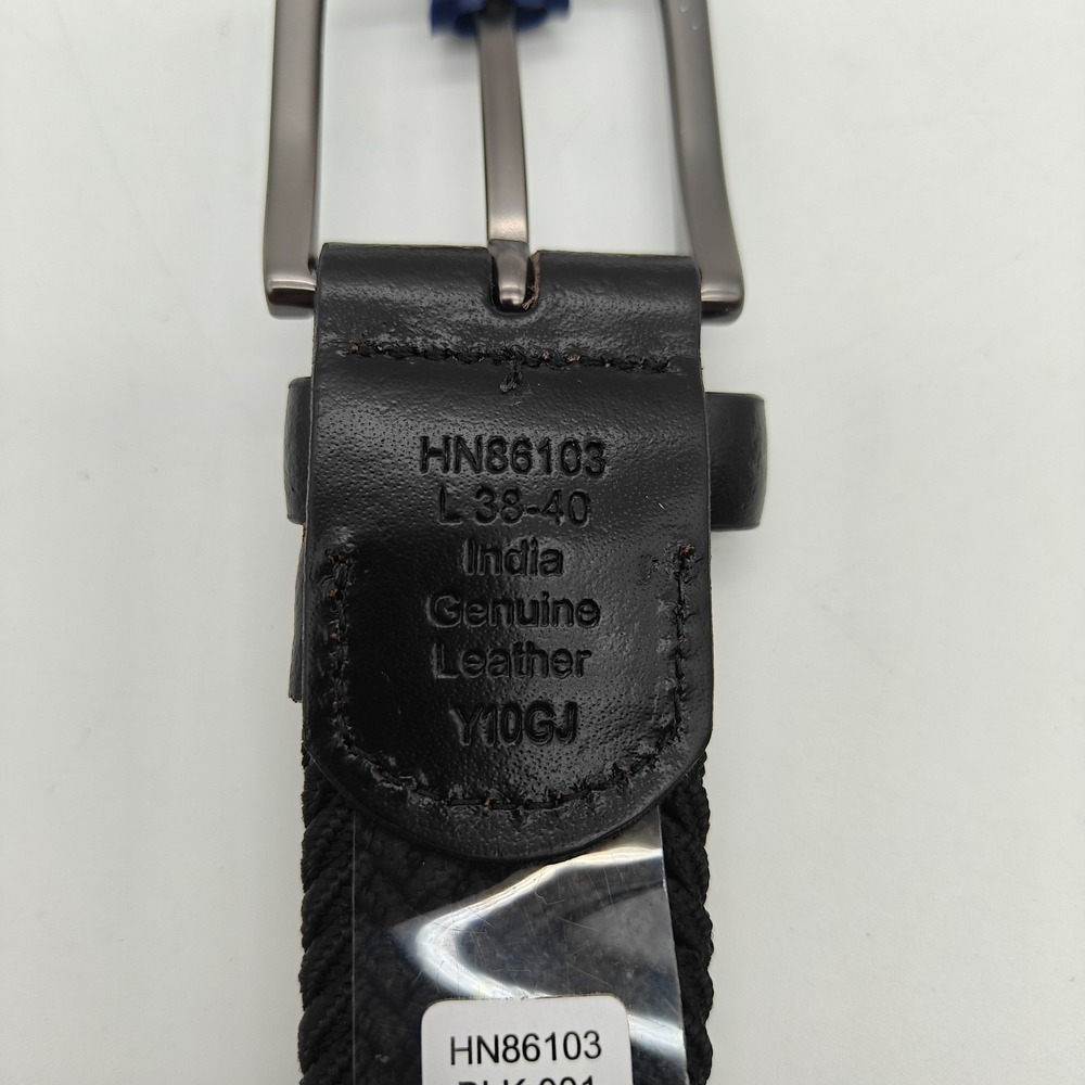 Original Penguin Black Braided Stretch Belt Men's L 38-40 Genuine Leather NWT - Picture 4 of 7